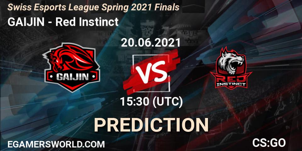 Prognoza GAIJIN - Red Instinct. 20.06.2021 at 16:20, Counter-Strike (CS2), Swiss Esports League Spring 2021 Finals