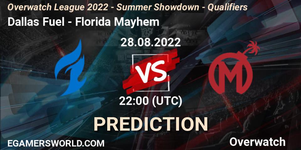 Prognoza Dallas Fuel - Florida Mayhem. 28.08.2022 at 23:30, Overwatch, Overwatch League 2022 - Summer Showdown - Qualifiers