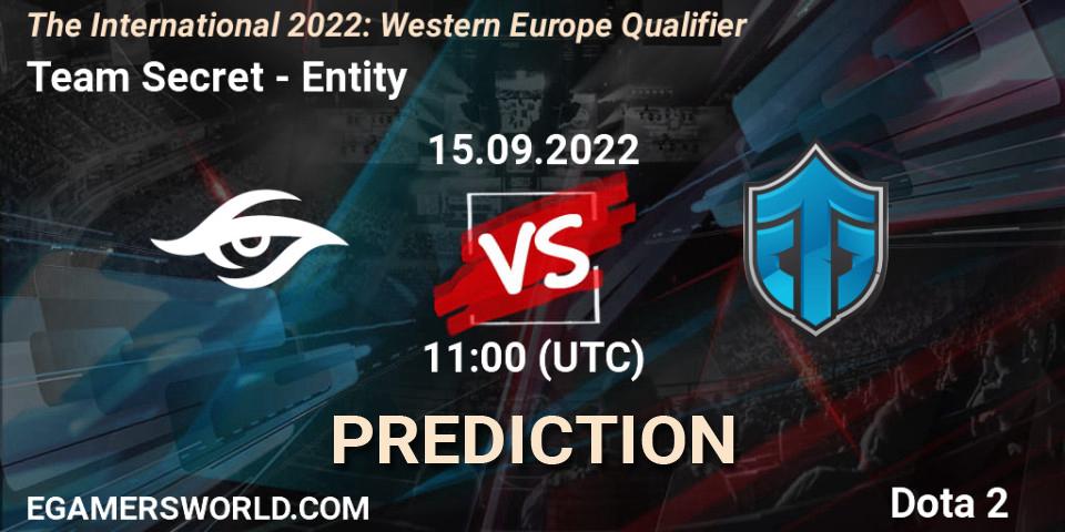 Prognoza Team Secret - Entity. 15.09.2022 at 10:33, Dota 2, The International 2022: Western Europe Qualifier