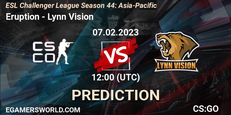 Prognoza Eruption - Lynn Vision. 07.02.23, CS2 (CS:GO), ESL Challenger League Season 44: Asia-Pacific