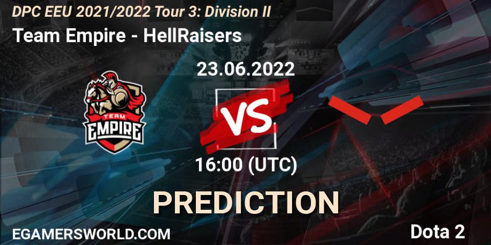 Prognoza Team Empire - HellRaisers. 23.06.2022 at 17:18, Dota 2, DPC EEU 2021/2022 Tour 3: Division II