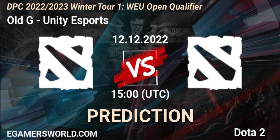 Prognoza Old G - Unity Esports. 12.12.22, Dota 2, DPC 2022/2023 Winter Tour 1: WEU Open Qualifier 1