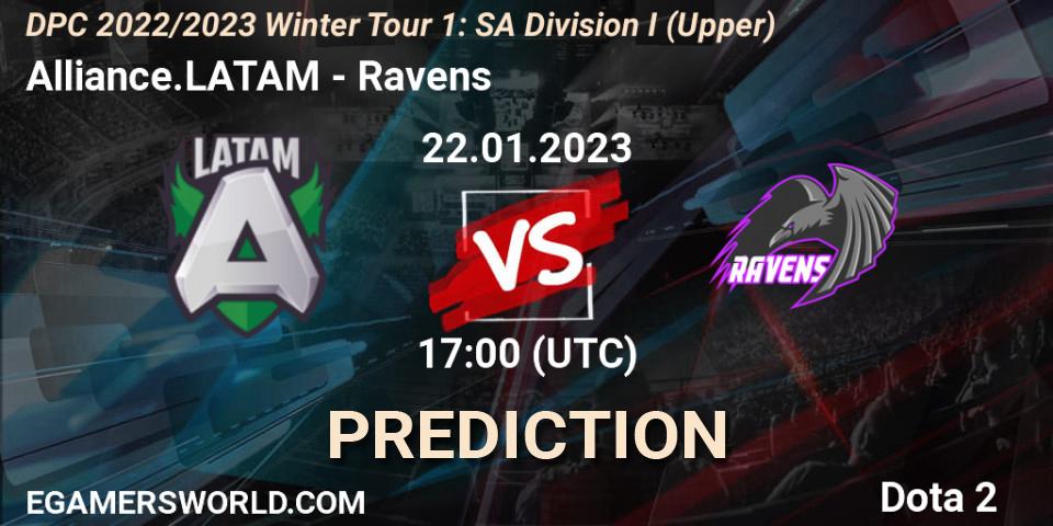 Prognoza Alliance.LATAM - Ravens. 22.01.2023 at 17:04, Dota 2, DPC 2022/2023 Winter Tour 1: SA Division I (Upper) 