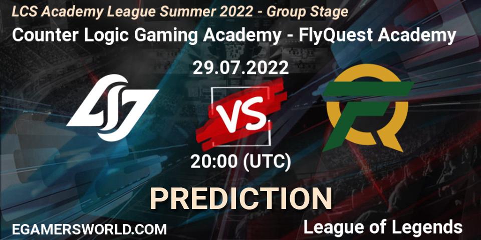 Prognoza Counter Logic Gaming Academy - FlyQuest Academy. 29.07.22, LoL, LCS Academy League Summer 2022 - Group Stage
