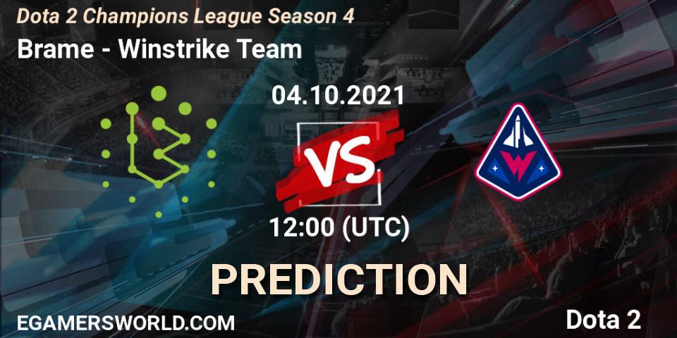 Prognoza Brame - Winstrike Team. 04.10.2021 at 12:18, Dota 2, Dota 2 Champions League Season 4