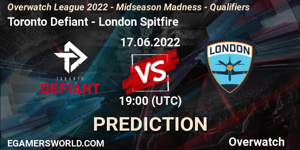 Prognoza Toronto Defiant - London Spitfire. 17.06.2022 at 19:00, Overwatch, Overwatch League 2022 - Midseason Madness - Qualifiers