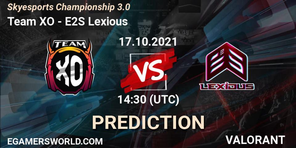 Prognoza Team XO - E2S Lexious. 17.10.2021 at 14:30, VALORANT, Skyesports Championship 3.0