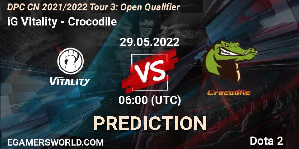 Prognoza iG Vitality - Crocodile. 29.05.2022 at 06:02, Dota 2, DPC CN 2021/2022 Tour 3: Open Qualifier