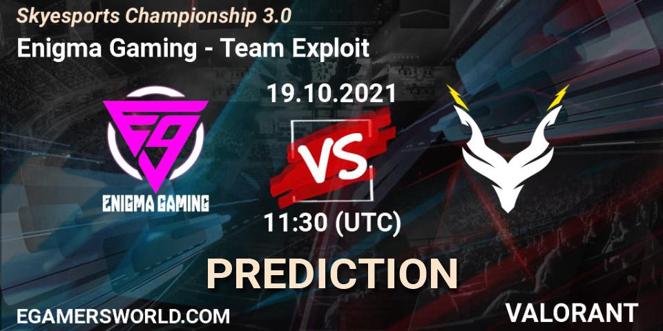 Prognoza Enigma Gaming - Team Exploit. 19.10.2021 at 11:30, VALORANT, Skyesports Championship 3.0