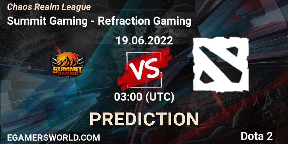 Prognoza Summit Gaming - Refraction Gaming. 18.06.2022 at 03:26, Dota 2, Chaos Realm League 