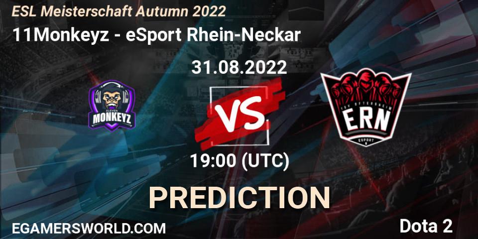 Prognoza 11Monkeyz - eSport Rhein-Neckar. 31.08.2022 at 19:00, Dota 2, ESL Meisterschaft Autumn 2022