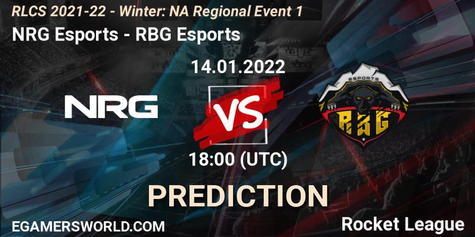 Prognoza NRG Esports - RBG Esports. 14.01.22, Rocket League, RLCS 2021-22 - Winter: NA Regional Event 1