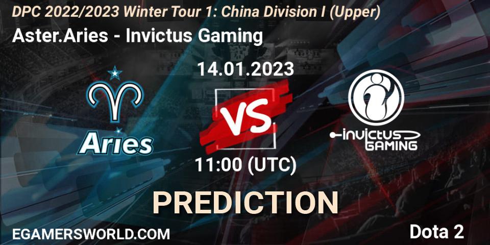 Prognoza Aster.Aries - Invictus Gaming. 14.01.2023 at 11:01, Dota 2, DPC 2022/2023 Winter Tour 1: CN Division I (Upper)