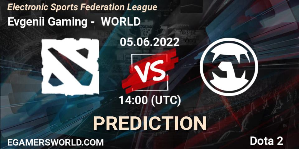 Prognoza Evgenii Gaming - КИБЕР WORLD. 05.06.2022 at 14:03, Dota 2, Electronic Sports Federation League