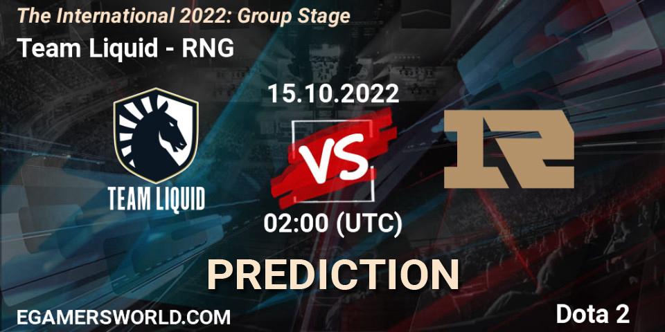 Prognoza Team Liquid - RNG. 15.10.22, Dota 2, The International 2022: Group Stage