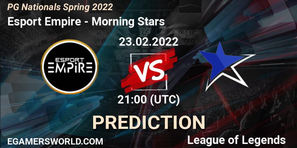 Prognoza Esport Empire - Morning Stars. 23.02.2022 at 21:00, LoL, PG Nationals Spring 2022