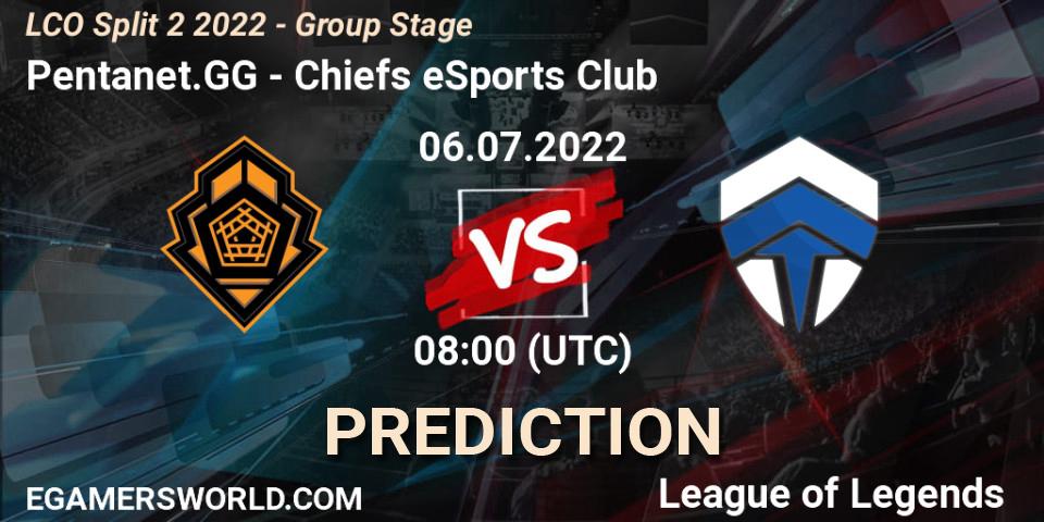 Prognoza Pentanet.GG - Chiefs eSports Club. 06.07.2022 at 08:00, LoL, LCO Split 2 2022 - Group Stage