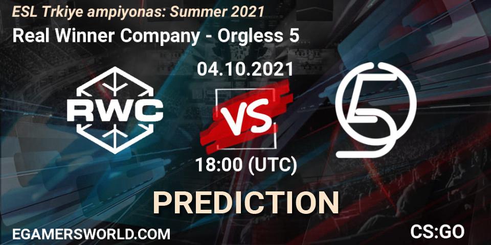Prognoza Real Winner Company - Orgless 5. 04.10.2021 at 18:00, Counter-Strike (CS2), ESL Türkiye Şampiyonası: Summer 2021