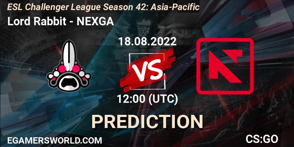 Prognoza Lord Rabbit - NEXGA. 18.08.2022 at 12:00, Counter-Strike (CS2), ESL Challenger League Season 42: Asia-Pacific