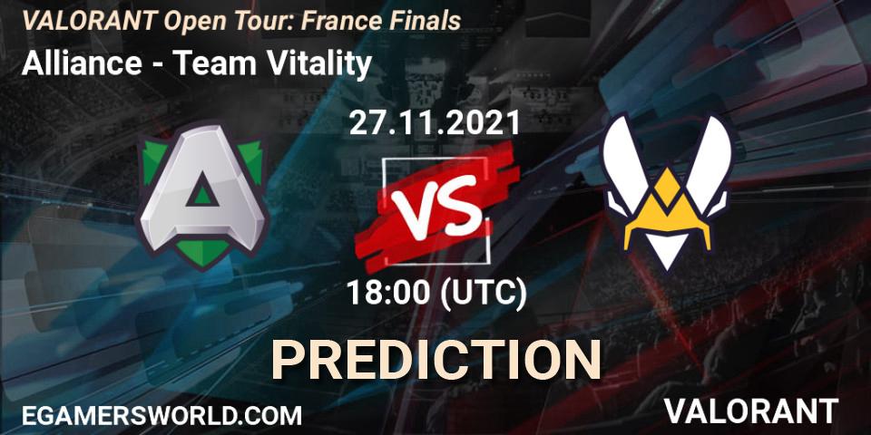 Prognoza Alliance - Team Vitality. 27.11.2021 at 18:00, VALORANT, VALORANT Open Tour: France Finals