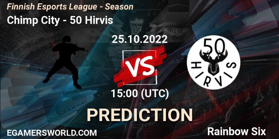 Prognoza Chimp City - 50 Hirvis. 26.10.2022 at 18:00, Rainbow Six, Finnish Esports League - Season 