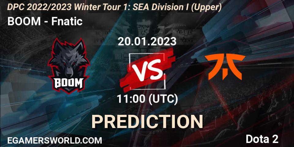 Prognoza BOOM - Fnatic. 20.01.23, Dota 2, DPC 2022/2023 Winter Tour 1: SEA Division I (Upper)