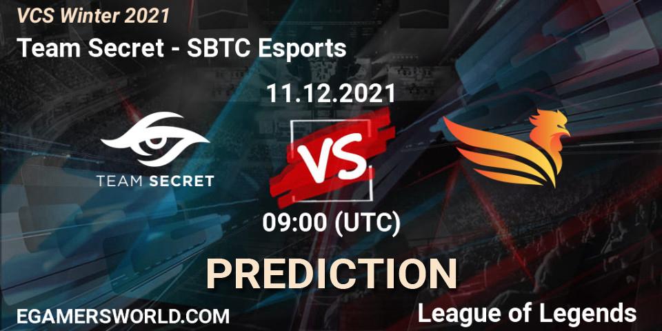 Prognoza Team Secret - SBTC Esports. 11.12.2021 at 09:00, LoL, VCS Winter 2021