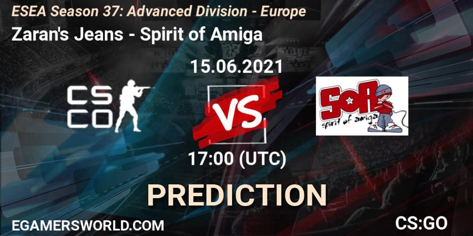 Prognoza Zaran's Jeans - Spirit of Amiga. 15.06.2021 at 17:00, Counter-Strike (CS2), ESEA Season 37: Advanced Division - Europe