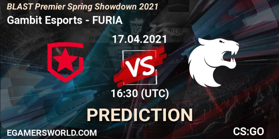 Prognoza Gambit Esports - FURIA. 17.04.2021 at 16:10, Counter-Strike (CS2), BLAST Premier Spring Showdown 2021