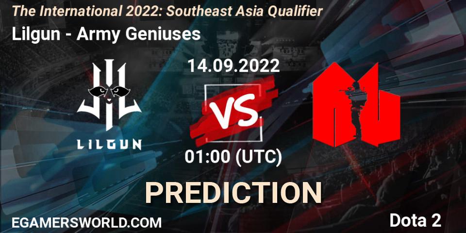 Prognoza Lilgun - Army Geniuses. 14.09.2022 at 01:01, Dota 2, The International 2022: Southeast Asia Qualifier