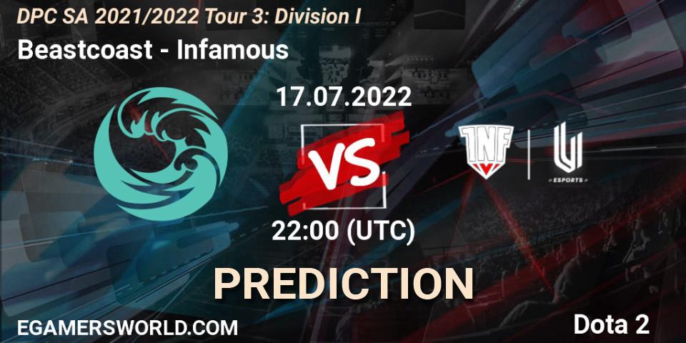Prognoza Beastcoast - Infamous. 17.07.22, Dota 2, DPC SA 2021/2022 Tour 3: Division I