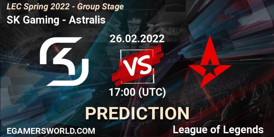 Prognoza SK Gaming - Astralis. 26.02.2022 at 17:00, LoL, LEC Spring 2022 - Group Stage