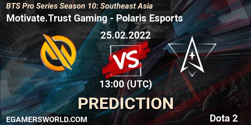 Prognoza Motivate.Trust Gaming - Polaris Esports. 25.02.2022 at 13:11, Dota 2, BTS Pro Series Season 10: Southeast Asia