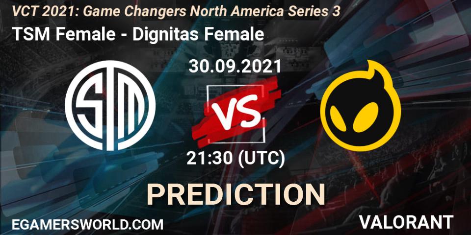 Prognoza TSM Female - Dignitas Female. 30.09.2021 at 21:30, VALORANT, VCT 2021: Game Changers North America Series 3
