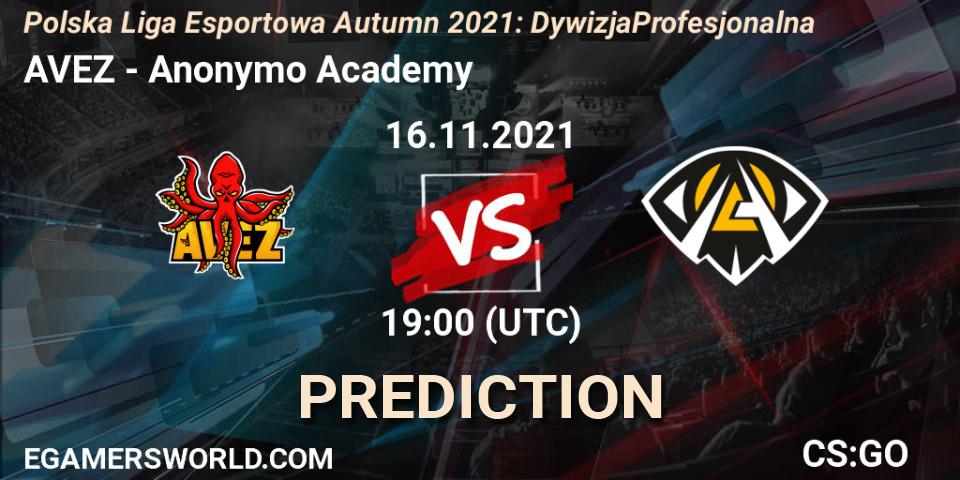 Prognoza AVEZ - Anonymo Academy. 16.11.2021 at 20:00, Counter-Strike (CS2), Polska Liga Esportowa Autumn 2021: Dywizja Profesjonalna