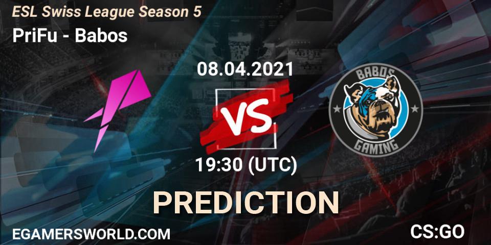 Prognoza PriFu - Babos. 08.04.2021 at 19:30, Counter-Strike (CS2), ESL Swiss League Season 5