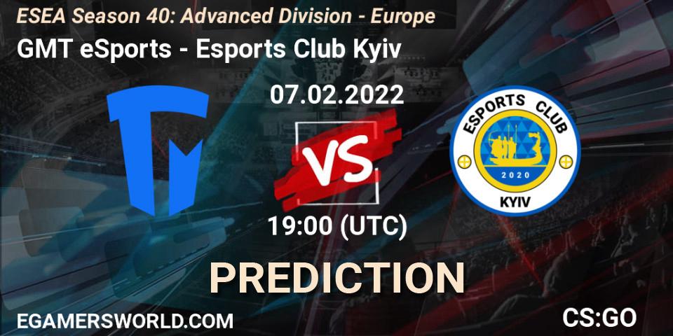 Prognoza GMT eSports - Esports Club Kyiv. 07.02.2022 at 19:00, Counter-Strike (CS2), ESEA Season 40: Advanced Division - Europe