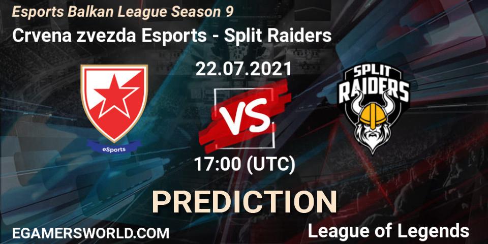 Prognoza Crvena zvezda Esports - Split Raiders. 22.07.2021 at 17:00, LoL, Esports Balkan League Season 9