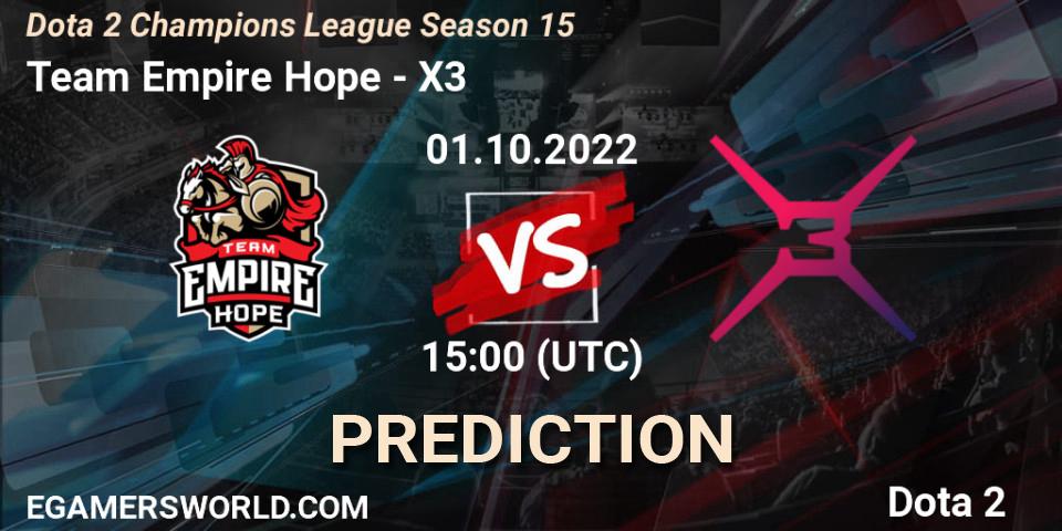 Prognoza Team Empire Hope - X3. 01.10.22, Dota 2, Dota 2 Champions League Season 15