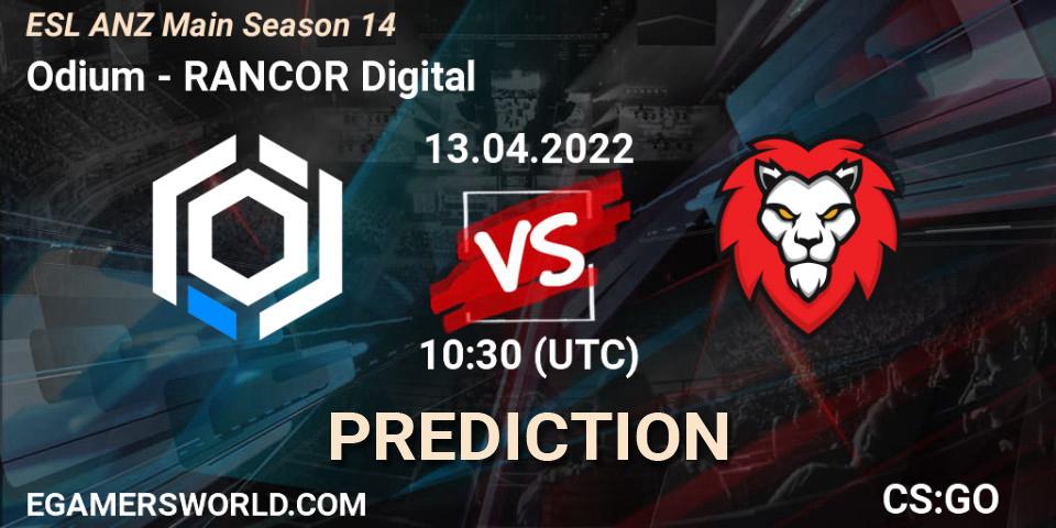 Prognoza Odium - RANCOR Digital. 13.04.2022 at 10:30, Counter-Strike (CS2), ESL ANZ Main Season 14