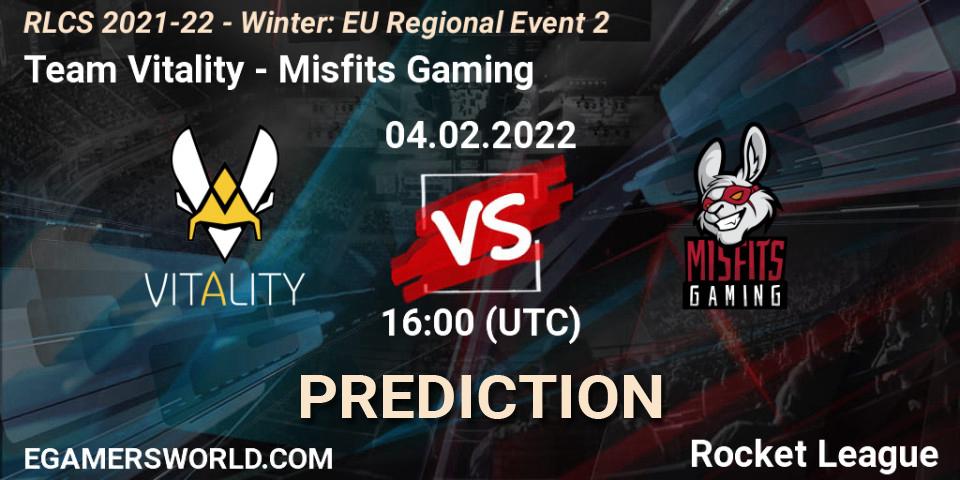 Prognoza Team Vitality - Misfits Gaming. 04.02.2022 at 16:00, Rocket League, RLCS 2021-22 - Winter: EU Regional Event 2