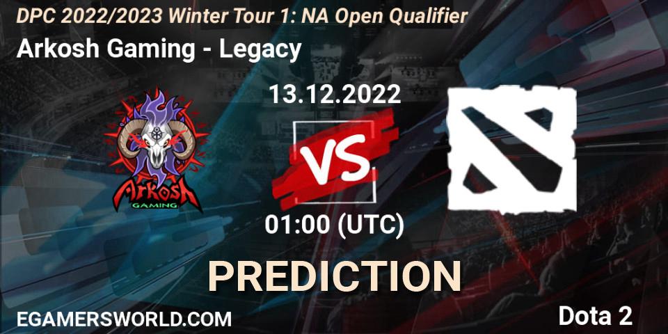 Prognoza Arkosh Gaming - Legacy. 13.12.2022 at 01:04, Dota 2, DPC 2022/2023 Winter Tour 1: NA Open Qualifier 1