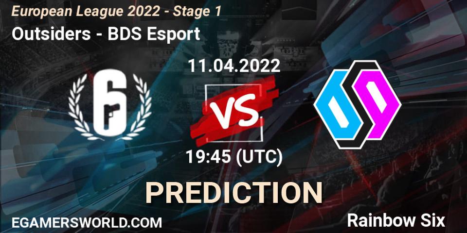 Prognoza Outsiders - BDS Esport. 11.04.2022 at 19:45, Rainbow Six, European League 2022 - Stage 1