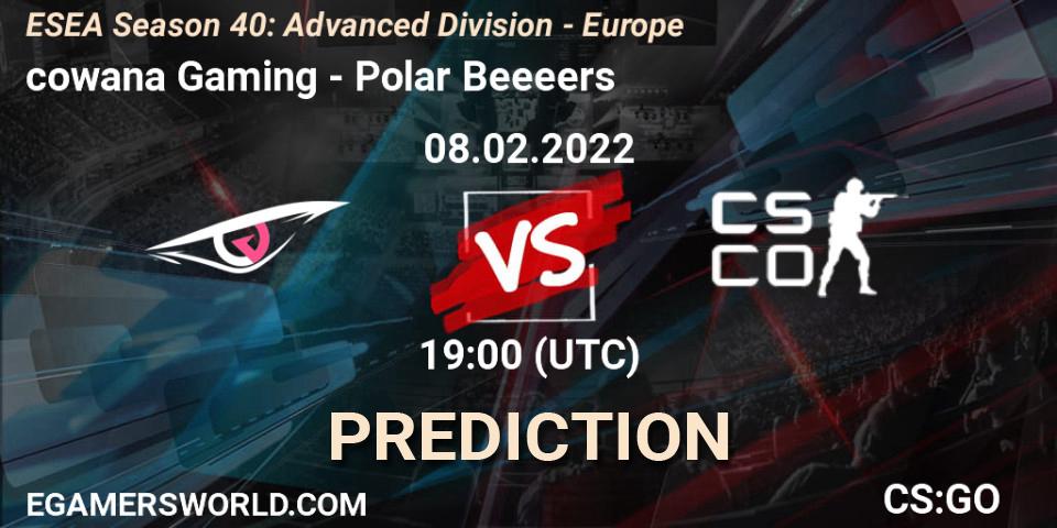 Prognoza cowana Gaming - Polar Beeeers. 08.02.2022 at 19:00, Counter-Strike (CS2), ESEA Season 40: Advanced Division - Europe