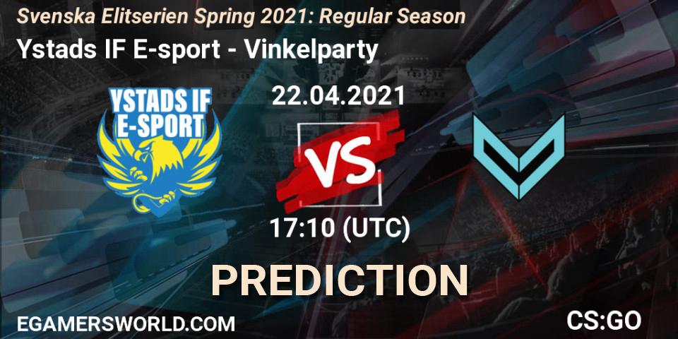 Prognoza Ystads IF E-sport - Vinkelparty. 22.04.2021 at 17:10, Counter-Strike (CS2), Svenska Elitserien Spring 2021: Regular Season