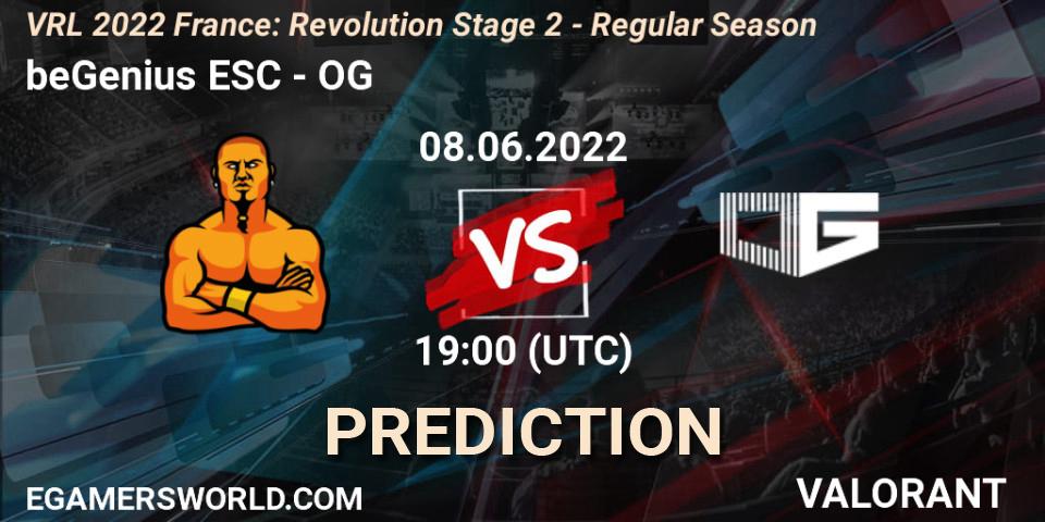 Prognoza beGenius ESC - OG. 08.06.2022 at 19:10, VALORANT, VRL 2022 France: Revolution Stage 2 - Regular Season