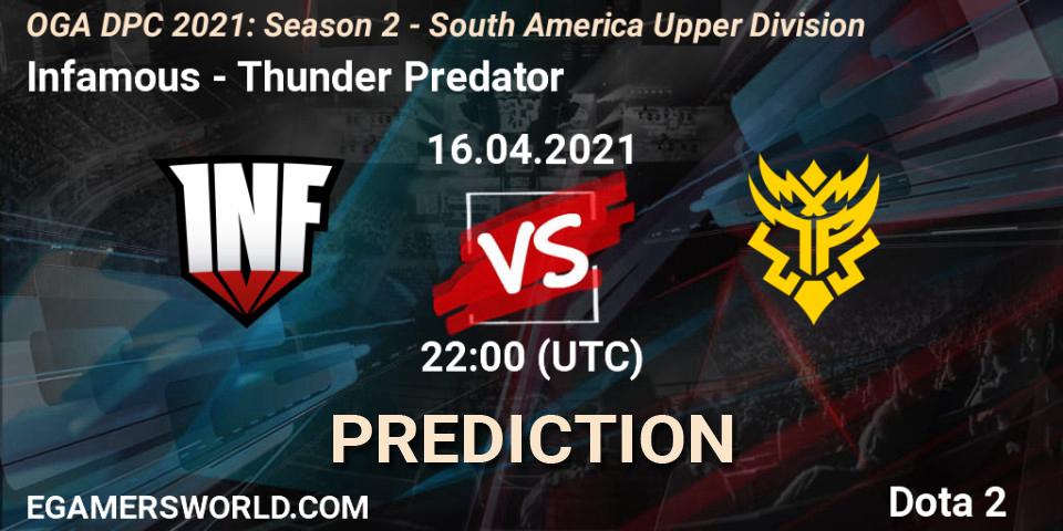 Prognoza Infamous - Thunder Predator. 16.04.21, Dota 2, OGA DPC 2021: Season 2 - South America Upper Division