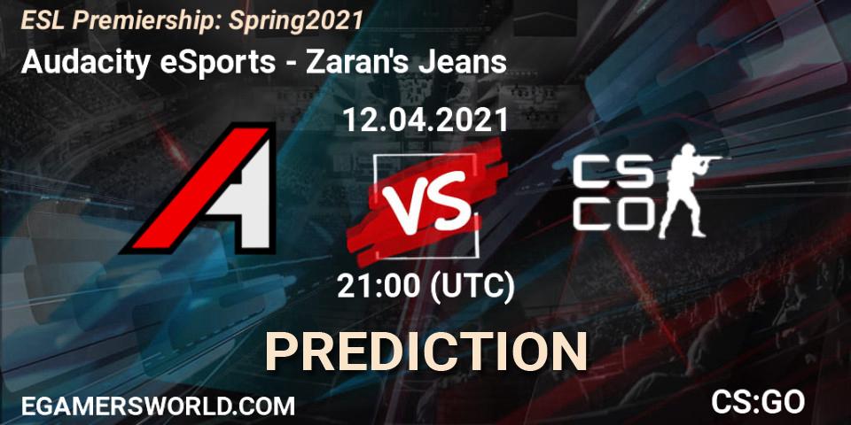 Prognoza Audacity eSports - Zaran's Jeans. 12.04.2021 at 21:15, Counter-Strike (CS2), ESL Premiership: Spring 2021