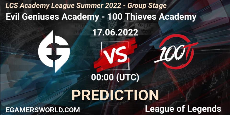 Prognoza Evil Geniuses Academy - 100 Thieves Academy. 17.06.2022 at 00:00, LoL, LCS Academy League Summer 2022 - Group Stage