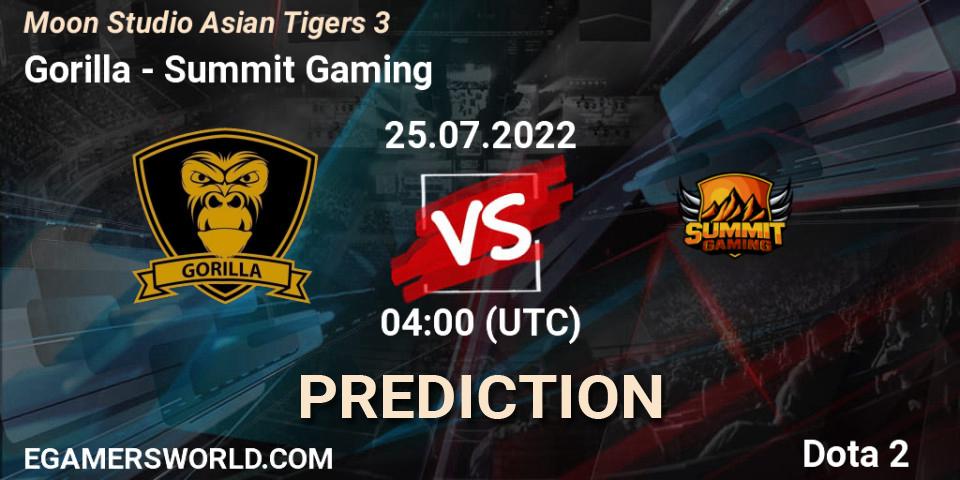 Prognoza Gorilla - Summit Gaming. 25.07.2022 at 04:12, Dota 2, Moon Studio Asian Tigers 3